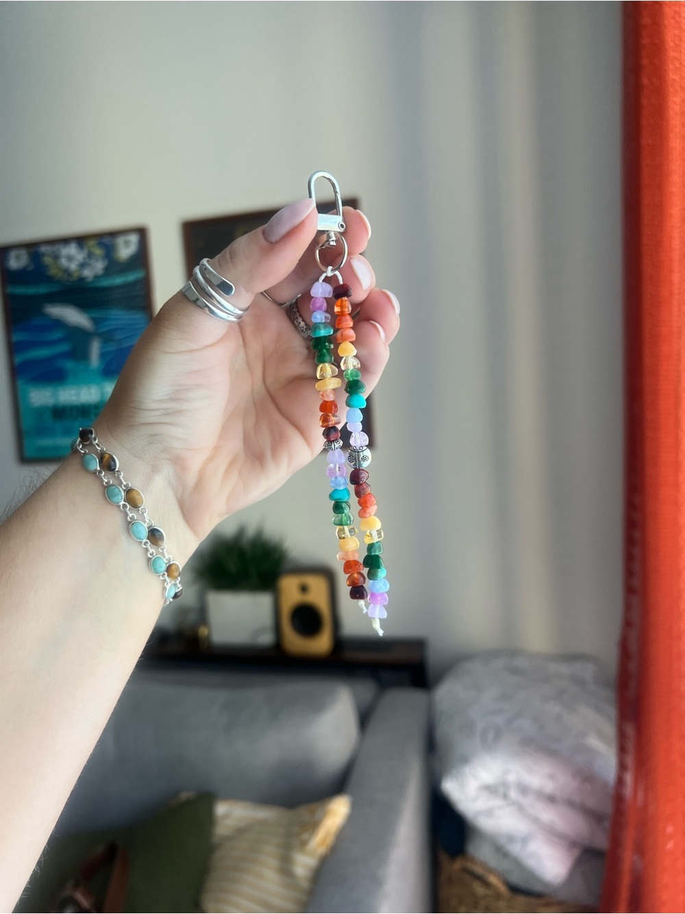 Multicolor Beaded Keychain Charm - Picture 3 of 3